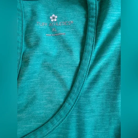 Tuff Athletics Women’s Teal Short Sleeve Athletic Top XL Keyhole Back - Picture 2 of 6